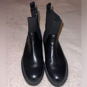 Black waterproof faux leather boots